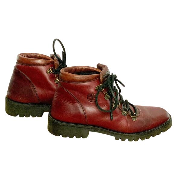 RARE VTG Timberland Oxblood Leather Alpine Size 5 M Woman Italy Hiking Boots - Picture 6 of 15